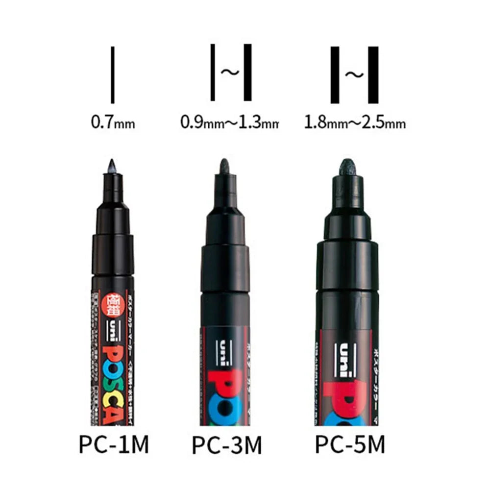 16pcs Japan UNI POSCA Markers Set Acrylic Graffiti Drawing Permanent Waterproof Children's Drawing PC-3M/1M/5M Art Supplies - ZOOMNSTORE