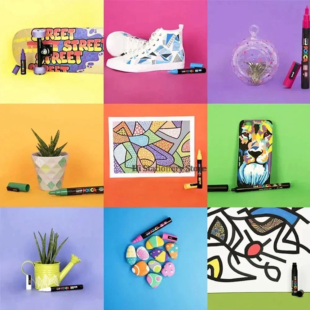 16pcs Japan UNI POSCA Markers Set Acrylic Graffiti Drawing Permanent Waterproof Children's Drawing PC-3M/1M/5M Art Supplies - ZOOMNSTORE