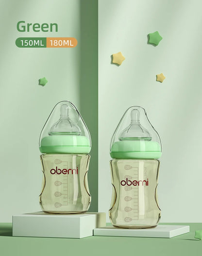 Oberni 150ml+180ml PPSU Imitated Breast Baby Milk Bottle set Anti bloating 0-6 Newborn Baby Bottle With Resistant to Falling - ZOOMNSTORE