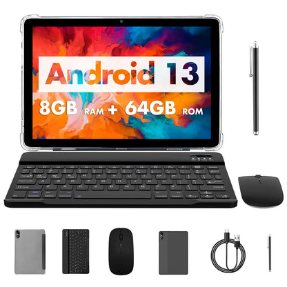 PRITOM TOUCH 10 Plus 10 Inch Android 13 Tablet, 8(4+4)GB+64GB 1TB Expand, WiFi 6, Dual Box Speakers, BT5.0, Google GMS, 2.0GHz - ZOOMNSTORE