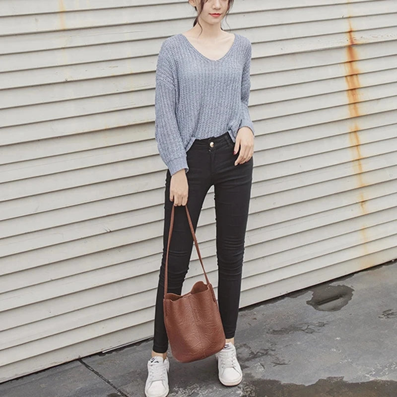 PU Bucket Bag - Women Shoulder Bag With Zipper Closure & Single Strap Fashion - ZOOMNSTORE