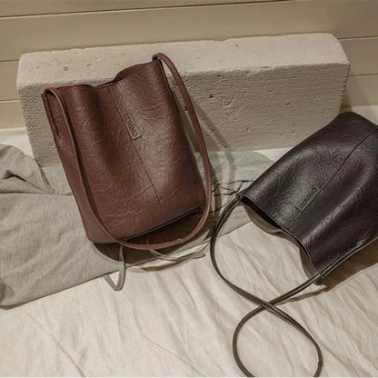 PU Bucket Bag - Women Shoulder Bag With Zipper Closure & Single Strap Fashion - ZOOMNSTORE