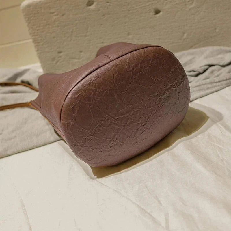 PU Bucket Bag - Women Shoulder Bag With Zipper Closure & Single Strap Fashion - ZOOMNSTORE