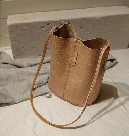 PU Bucket Bag - Women Shoulder Bag With Zipper Closure & Single Strap Fashion - ZOOMNSTORE