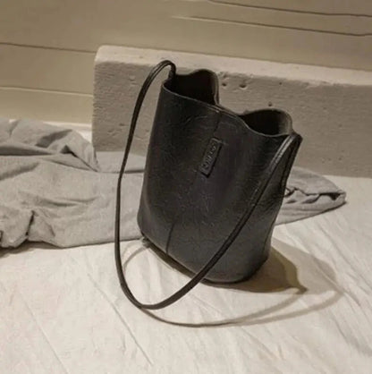PU Bucket Bag - Women Shoulder Bag With Zipper Closure & Single Strap Fashion - ZOOMNSTORE