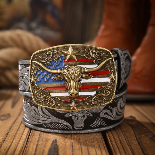 Vintage PU Alloy Buckle Belt - Unisex Western Style Fashion Accessory - ZOOMNSTORE