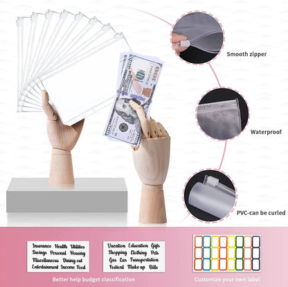 A6 Budget Binder - PU Leather Money Organizer with Marble Notebook for Office  School Supplies - ZOOMNSTORE