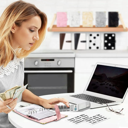 A6 Budget Binder - PU Leather Money Organizer with Marble Notebook for Office  School Supplies - ZOOMNSTORE