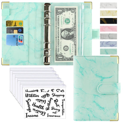 A6 Budget Binder - PU Leather Money Organizer with Marble Notebook for Office  School Supplies - ZOOMNSTORE