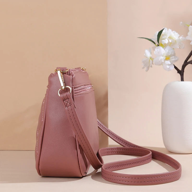 PU Leather Crossbody Bag - Fashionable Embroidered Shoulder Purse for Women - ZOOMNSTORE
