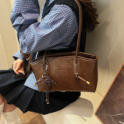 PU Leather Crossbody Bag - Womens Retro Shoulder Tote 2025 Winter Y2K Trend - ZOOMNSTORE
