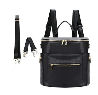 Fashion Diaper Backpack - PU Leather Mommy Bag with Changing Pad - ZOOMNSTORE