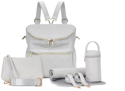 Fashion Diaper Backpack - PU Leather Mommy Bag with Changing Pad - ZOOMNSTORE
