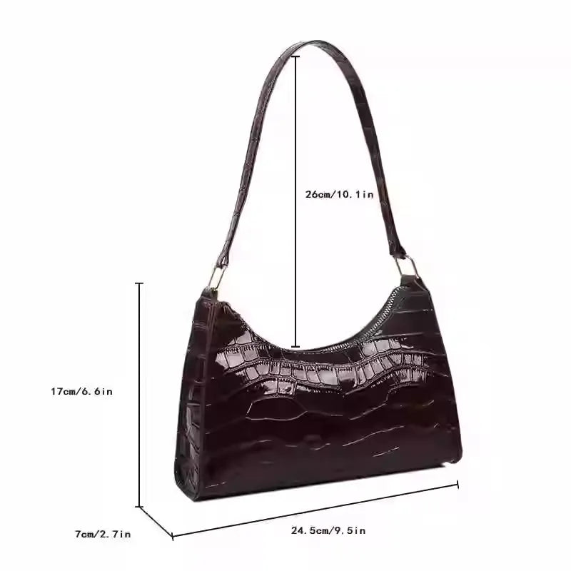 Alligator Pattern PU Leather Handbag - Womens Small Armpit Messenger Bag - ZOOMNSTORE