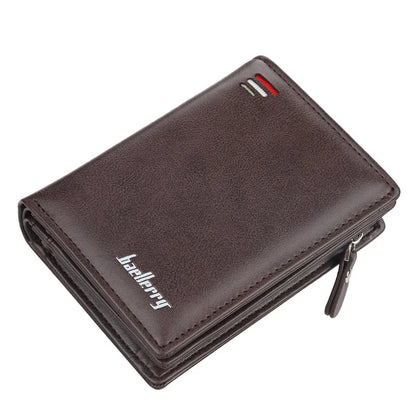 Mens PU Leather Bifold Wallet - High Quality Zipper Card Holder with Money Clip and Coin Pocket - ZOOMNSTORE