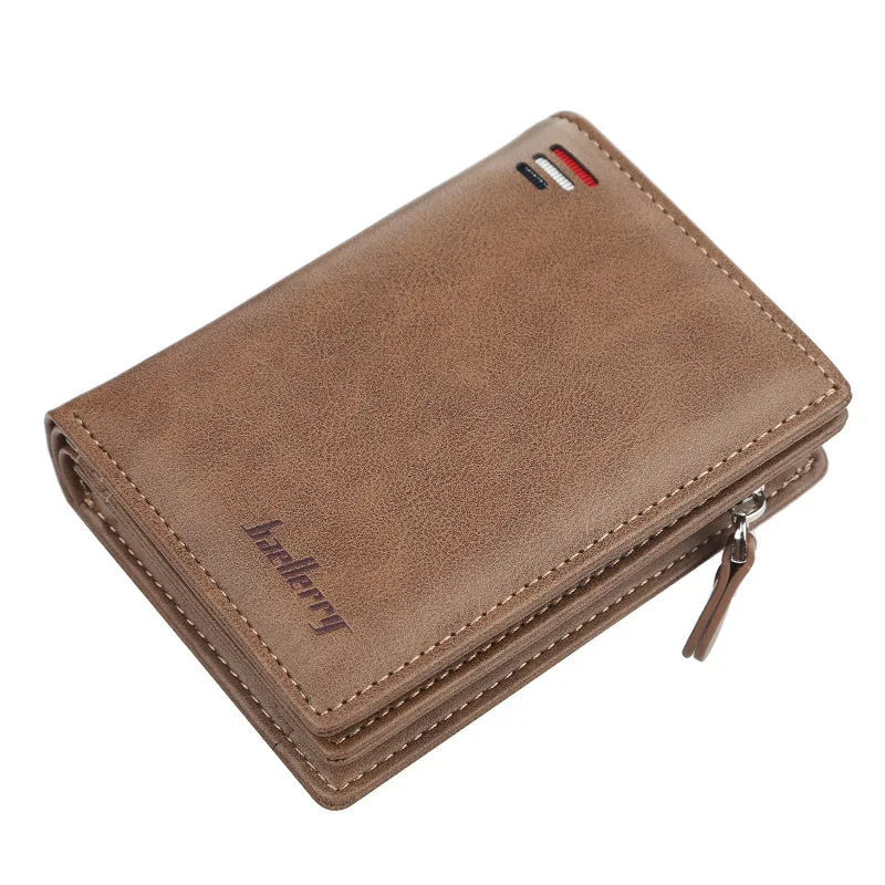 Mens PU Leather Bifold Wallet - High Quality Zipper Card Holder with Money Clip and Coin Pocket - ZOOMNSTORE