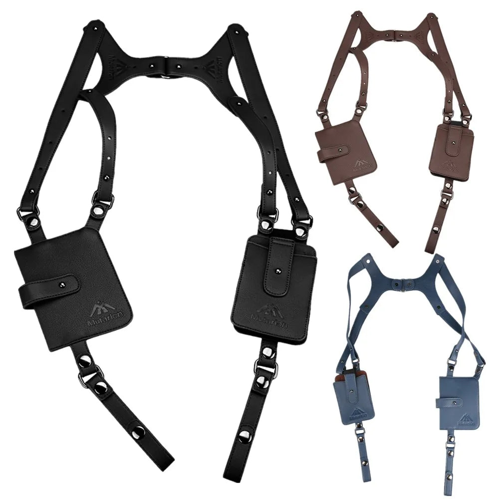 PU Leather Shoulder Bag - Anti-Theft Double Strap Holster With Secure Buckle Closure - ZOOMNSTORE