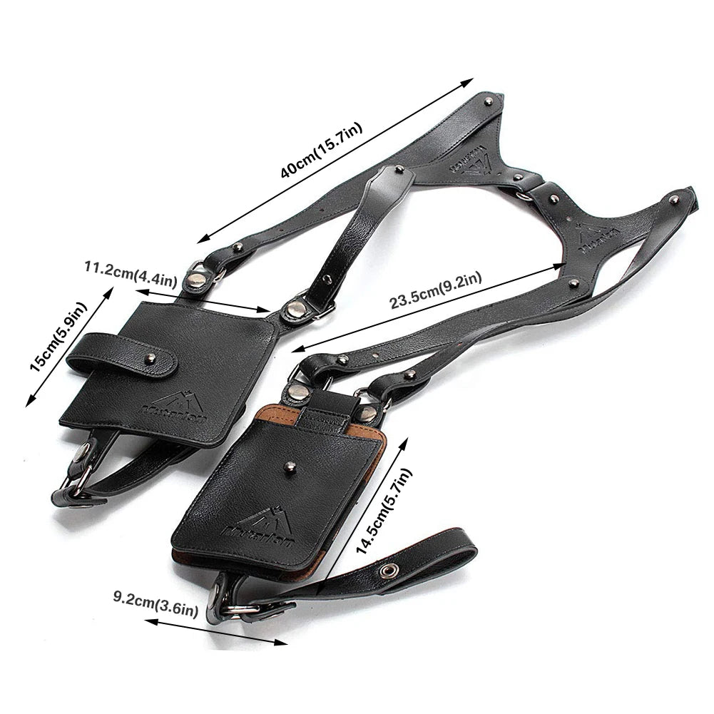 PU Leather Shoulder Bag - Anti-Theft Double Strap Holster With Secure Buckle Closure - ZOOMNSTORE
