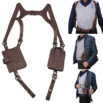 PU Leather Shoulder Bag - Anti-Theft Double Strap Holster With Secure Buckle Closure - ZOOMNSTORE