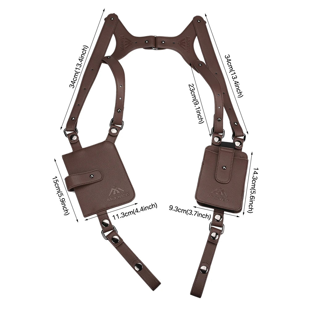 PU Leather Shoulder Bag - Anti-Theft Double Strap Holster With Secure Buckle Closure - ZOOMNSTORE