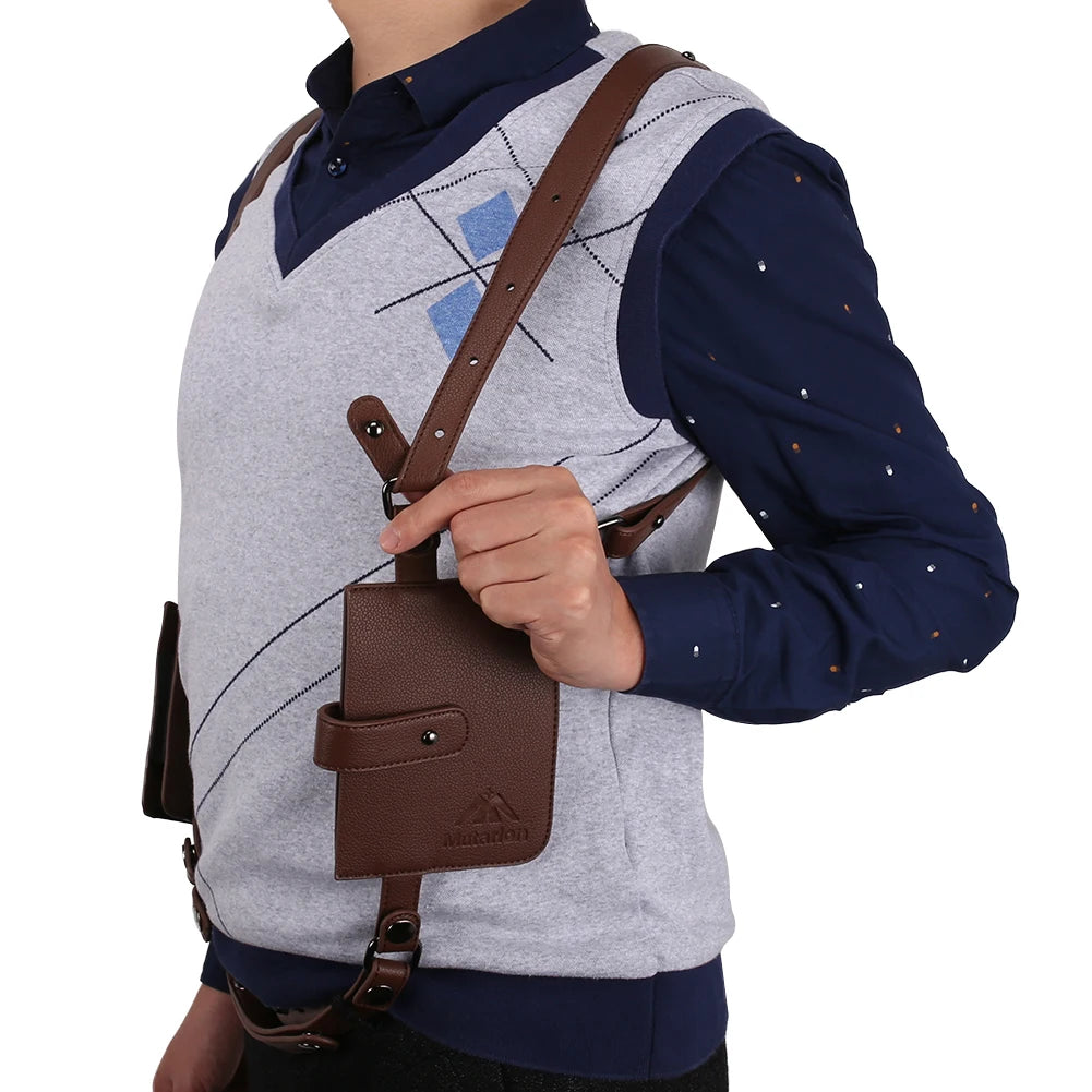 PU Leather Shoulder Bag - Anti-Theft Double Strap Holster With Secure Buckle Closure - ZOOMNSTORE