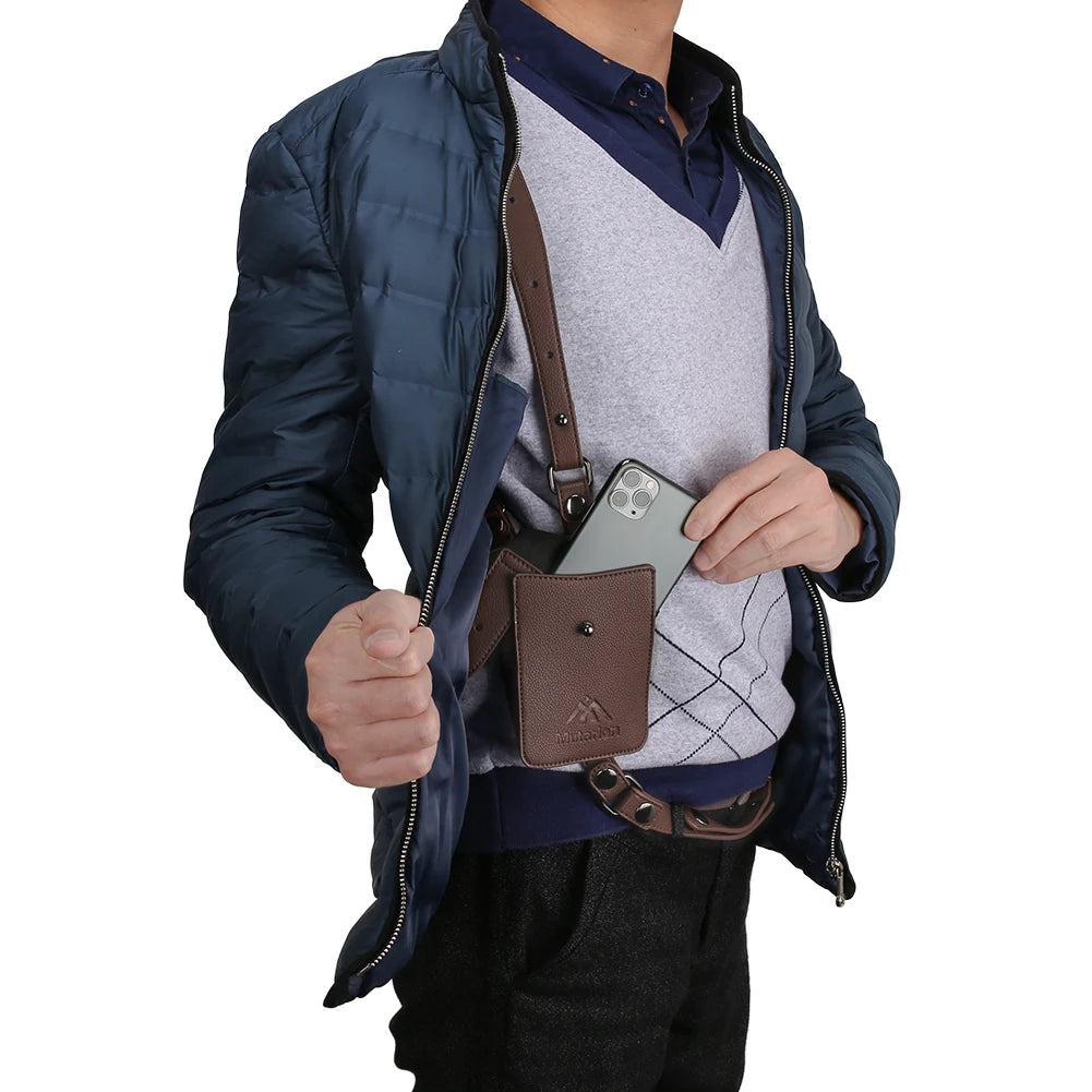 PU Leather Shoulder Bag - Anti-Theft Double Strap Holster With Secure Buckle Closure - ZOOMNSTORE