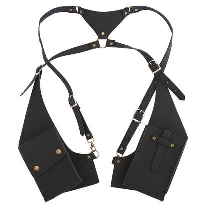 PU Leather Shoulder Bag - Anti-Theft Double Strap Holster With Secure Buckle Closure - ZOOMNSTORE