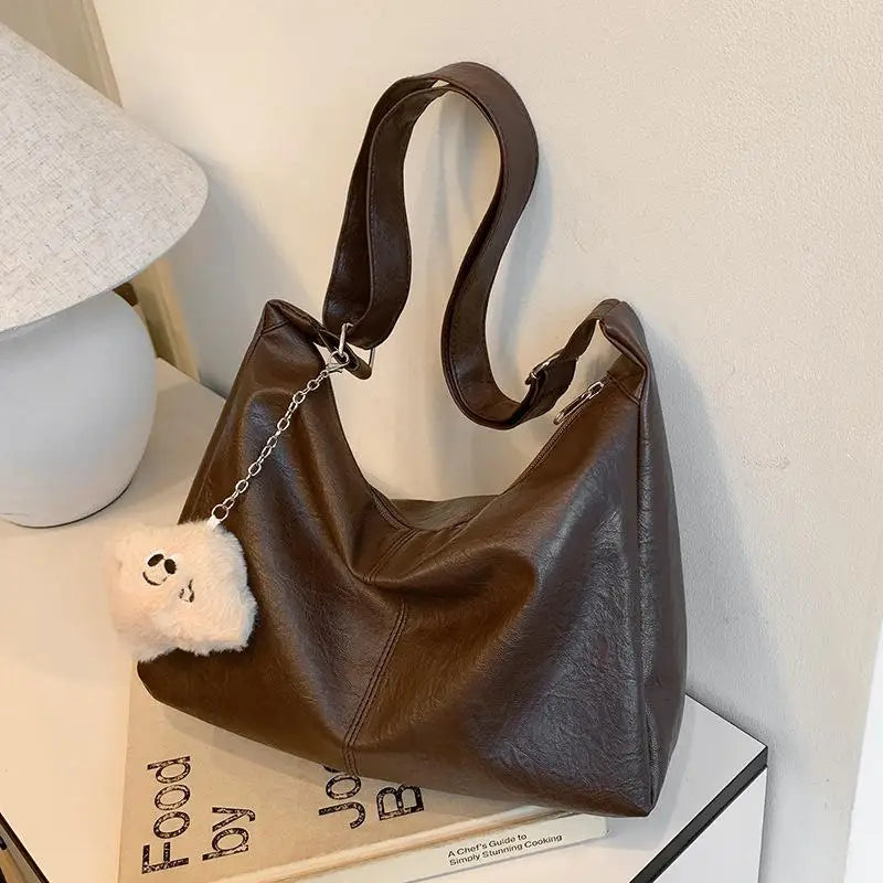 PU Leather Shoulder Bag - Large Capacity Women's Tote | Durable Lightweight Purse - ZOOMNSTORE