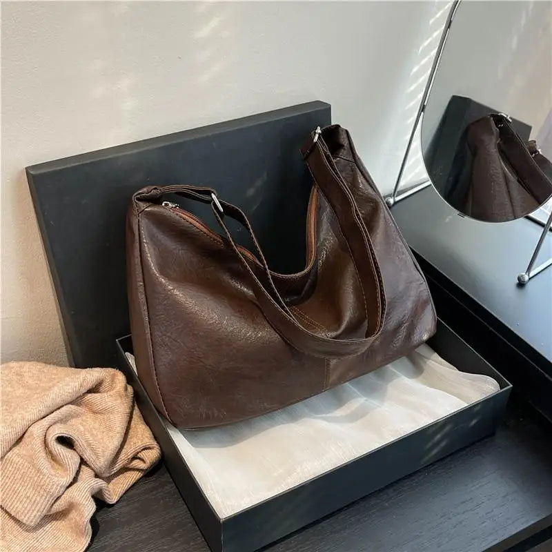PU Leather Shoulder Bag - Large Capacity Women's Tote | Durable Lightweight Purse - ZOOMNSTORE
