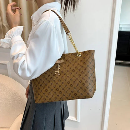 PU Leather Shoulder Bag – Large Capacity Women's Tote With Zipper Closure - ZOOMNSTORE