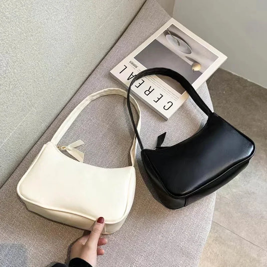 Retro PU Leather Shoulder Bag - Casual Small Top-Handle Handbag for Women - ZOOMNSTORE
