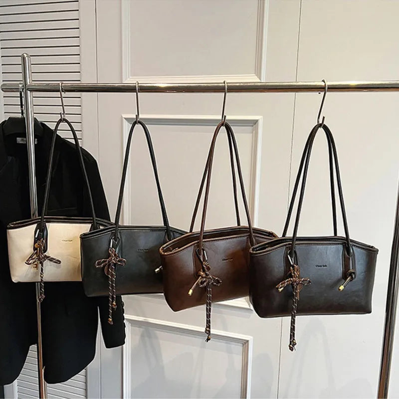 PU Leather Crossbody Bag - Womens Retro Shoulder Tote 2025 Winter Y2K Trend - ZOOMNSTORE