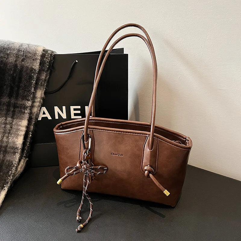 PU Leather Crossbody Bag - Womens Retro Shoulder Tote 2025 Winter Y2K Trend - ZOOMNSTORE