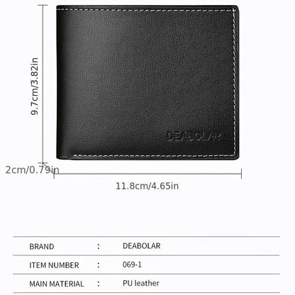 Mens Thin PU Leather Wallet - Short Folding Credit Card Holder - ZOOMNSTORE