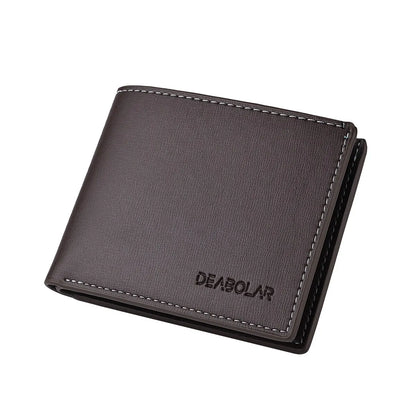 Mens Thin PU Leather Wallet - Short Folding Credit Card Holder - ZOOMNSTORE