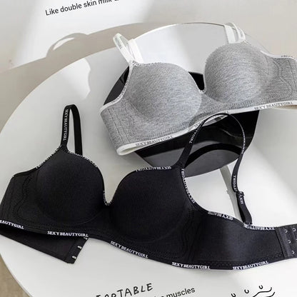 Women Sexy Bras Padded Push Up Bralette Female Adjustable Comfortable Underwear Ladies Letter Straps Brassiere Wireless Soft - ZOOMNSTORE