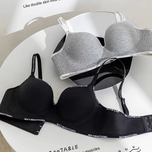 Women Sexy Bras Padded Push Up Bralette Female Adjustable Comfortable Underwear Ladies Letter Straps Brassiere Wireless Soft - ZOOMNSTORE