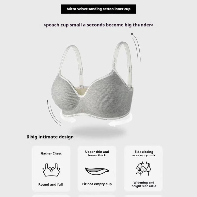Women Sexy Bras Padded Push Up Bralette Female Adjustable Comfortable Underwear Ladies Letter Straps Brassiere Wireless Soft - ZOOMNSTORE