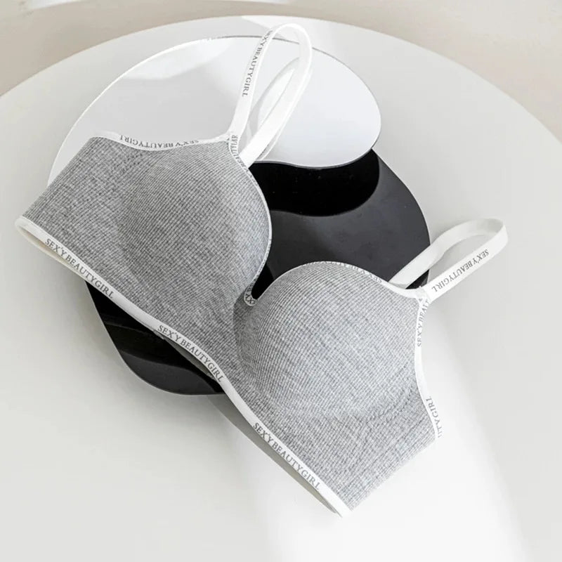 Women Sexy Bras Padded Push Up Bralette Female Adjustable Comfortable Underwear Ladies Letter Straps Brassiere Wireless Soft - ZOOMNSTORE