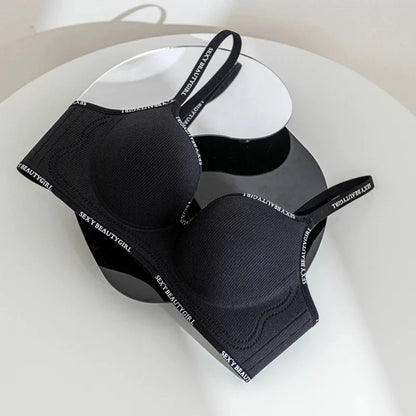 Women Sexy Bras Padded Push Up Bralette Female Adjustable Comfortable Underwear Ladies Letter Straps Brassiere Wireless Soft - ZOOMNSTORE