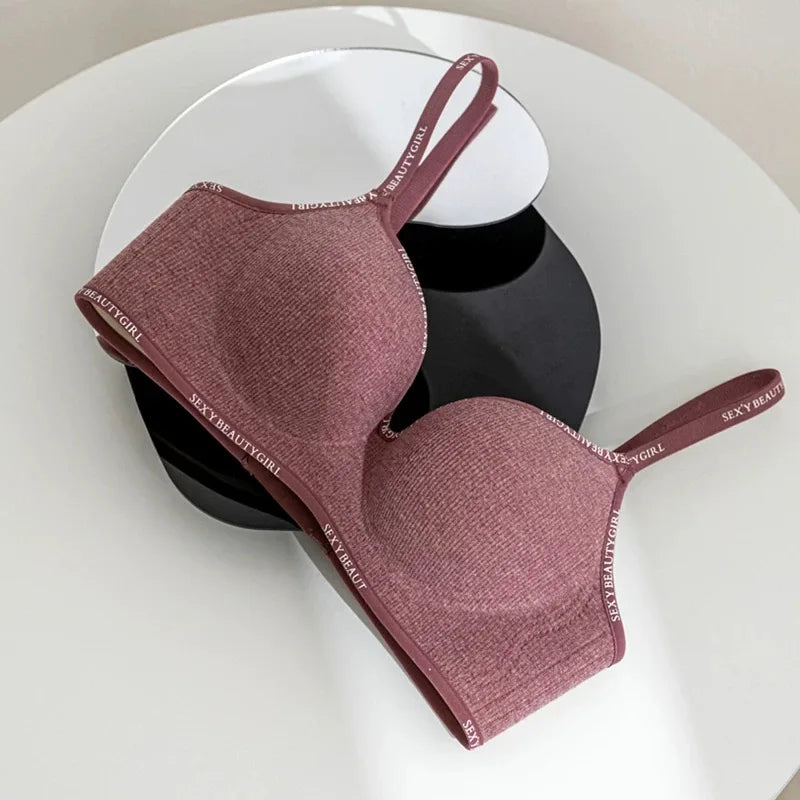 Women Sexy Bras Padded Push Up Bralette Female Adjustable Comfortable Underwear Ladies Letter Straps Brassiere Wireless Soft - ZOOMNSTORE