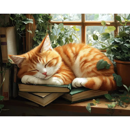 Cat Painting by Numbers Kit - DIY Adult Coloring Home Decor - ZOOMNSTORE