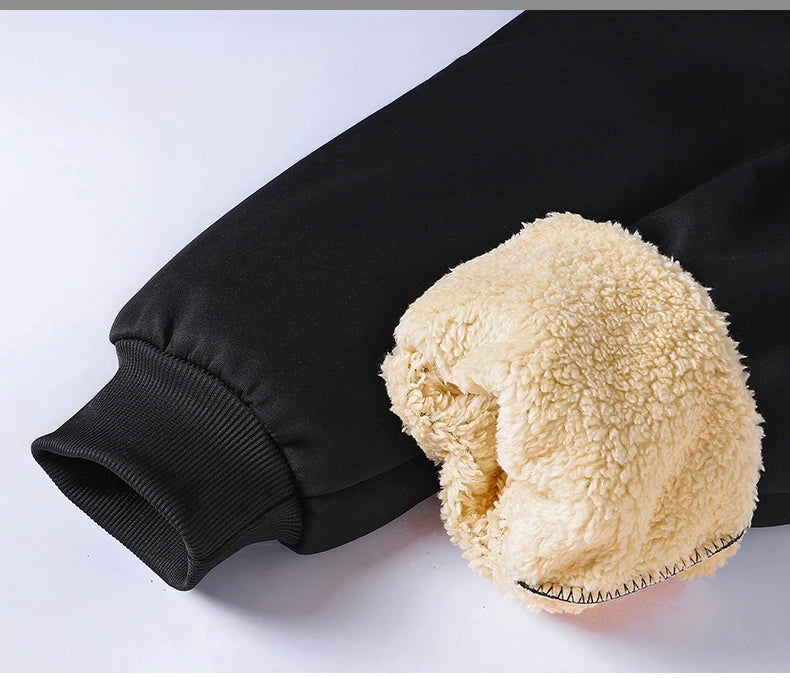 Pants for men in autumn and winter, thickened with fleece for outerwear, casual pants, warm lamb wool sports sweatpants - ZOOMNSTORE