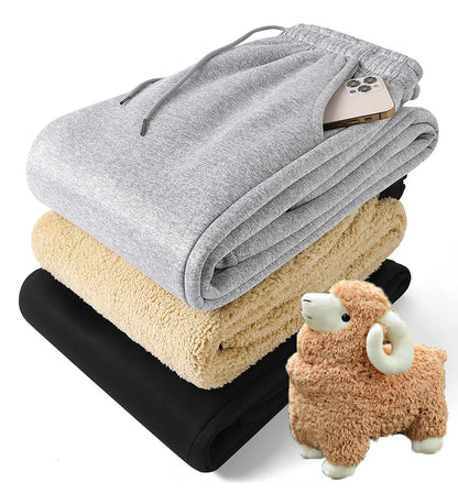 Pants for men in autumn and winter, thickened with fleece for outerwear, casual pants, warm lamb wool sports sweatpants - ZOOMNSTORE