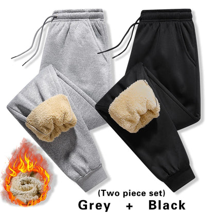 Pants for men in autumn and winter, thickened with fleece for outerwear, casual pants, warm lamb wool sports sweatpants - ZOOMNSTORE