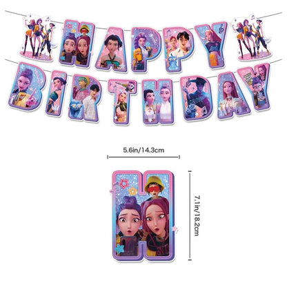 Kpop Demon Hunter Party Supplies - Disposable Tableware Banners Balloons Cake Topper - ZOOMNSTORE