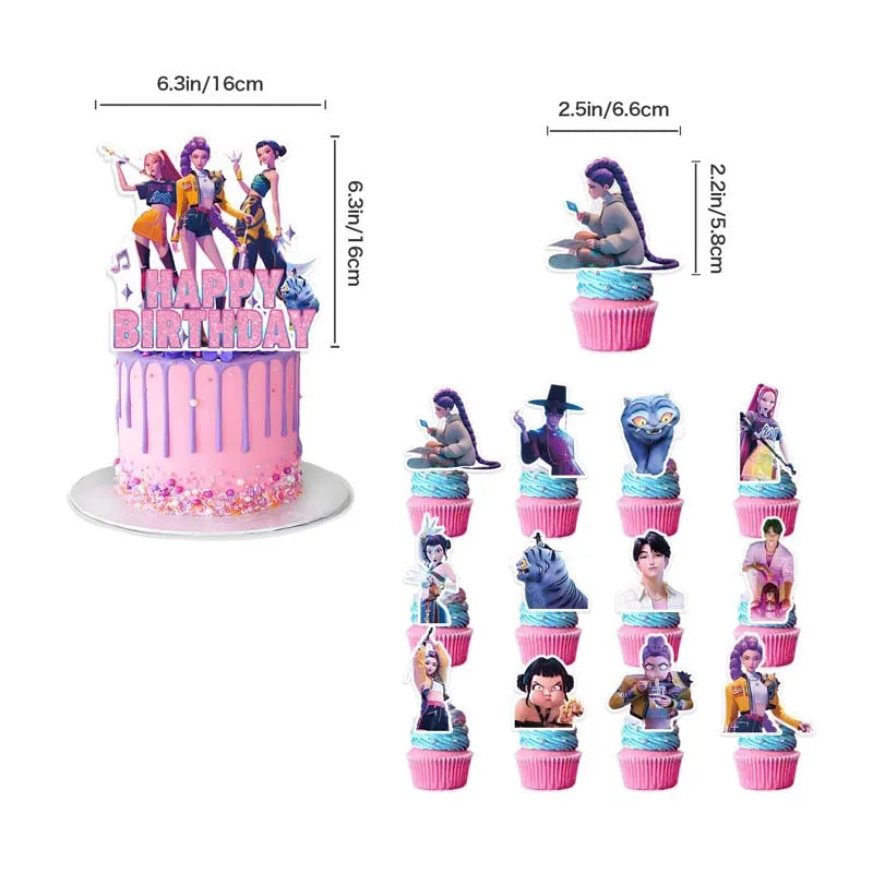 Kpop Demon Hunter Party Supplies - Disposable Tableware Banners Balloons Cake Topper - ZOOMNSTORE