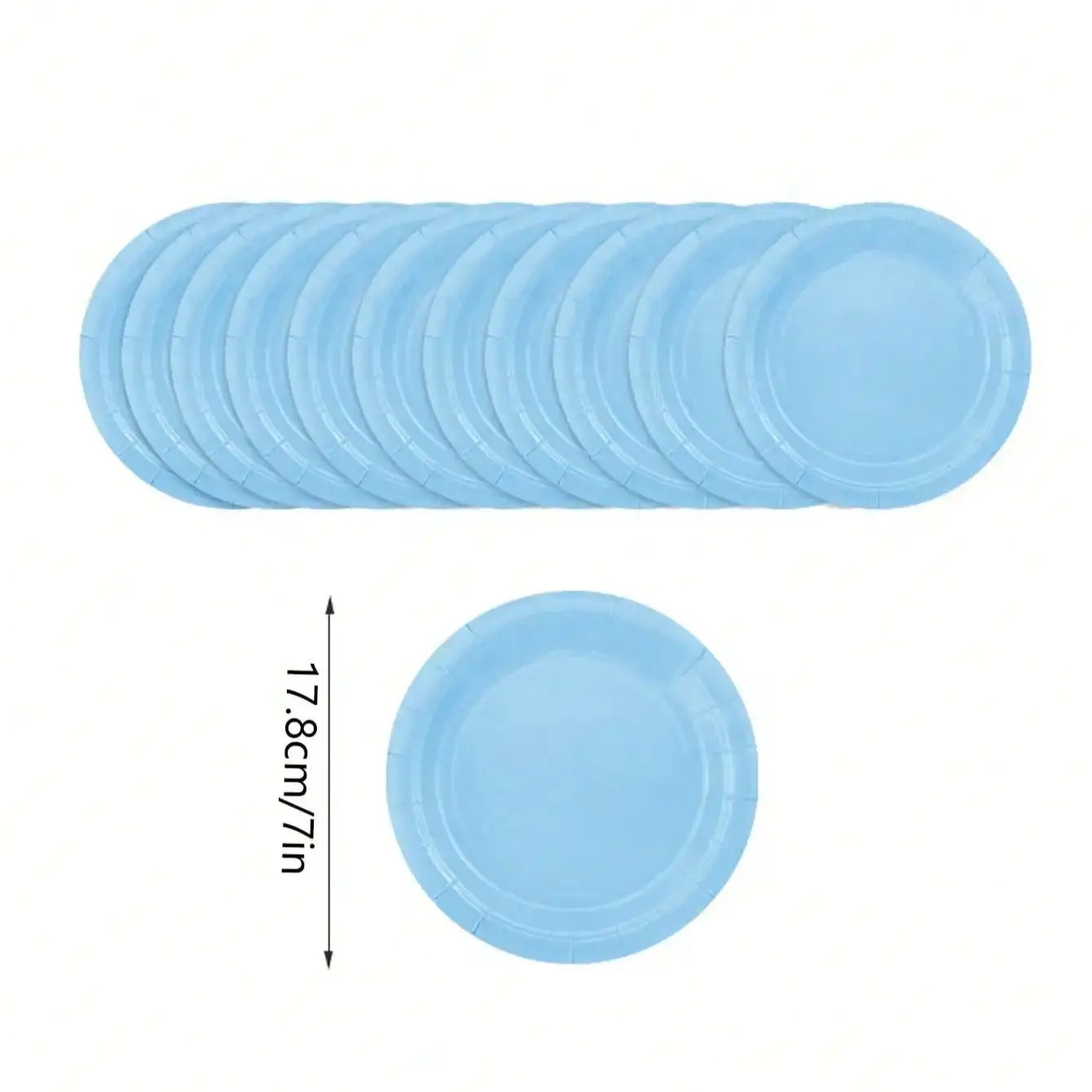 Sky Blue Party Supplies Set - Disposable Plates Spoons Forks Knives - ZOOMNSTORE