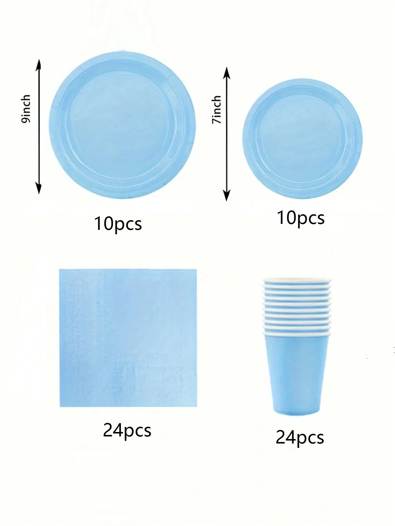 Sky Blue Party Supplies Set - Disposable Plates Spoons Forks Knives - ZOOMNSTORE