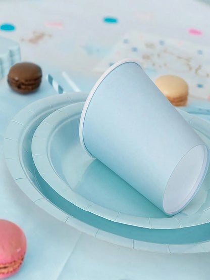 Sky Blue Party Supplies Set - Disposable Plates Spoons Forks Knives - ZOOMNSTORE